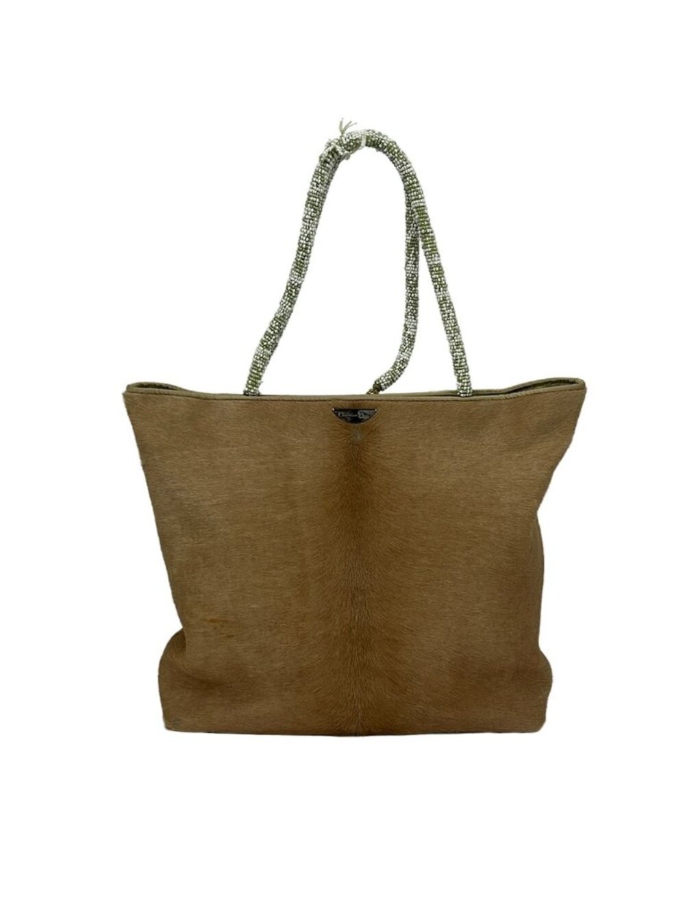 Dior Tote Light Brown Light Green White Beads Leather - Picture 1 of 14